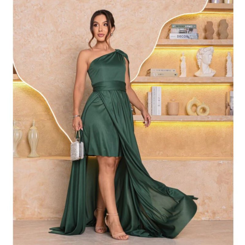 Sônia Anair Vestido Feminino Longo de Festa com Capa Casamento Eventos Madrinhas