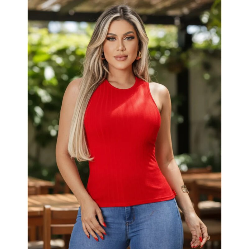 Blusa Feminina Regata T-shirt Canelada Premium Lycra P Ao Gg