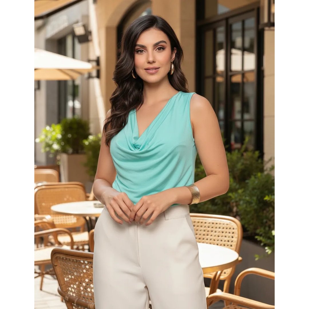 Blusa Regata Feminina Social Dia A Dia Tendência Verão