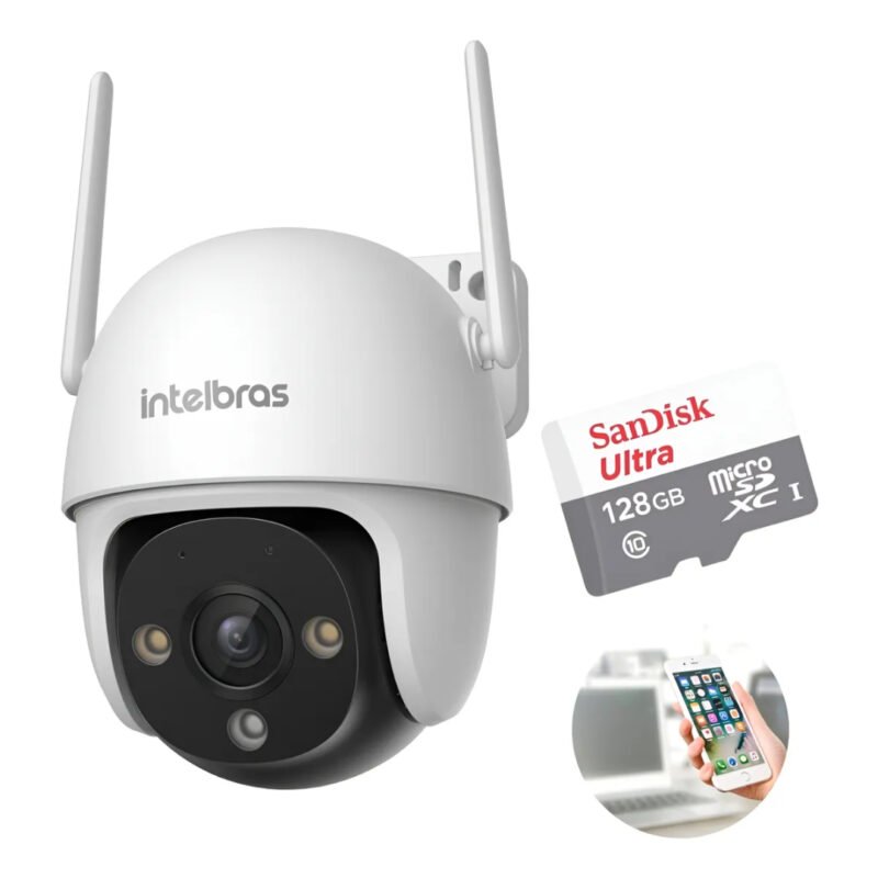 Camera Wifi 360° Im7 S Full Color Intelbras + Cartão 128gb