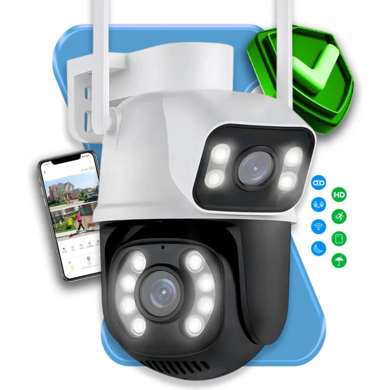 Câmera de Segurança Wifi Full Hd Externa Maxnova Prova D’água Lente Dupla Ip66 Cor Branco