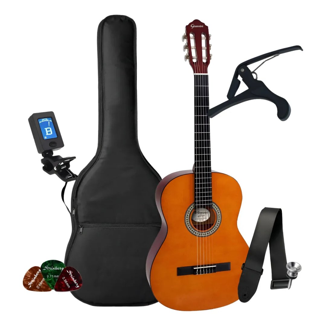 Kit Violão Iniciante Giannini Acústico N14 Nylon Completo