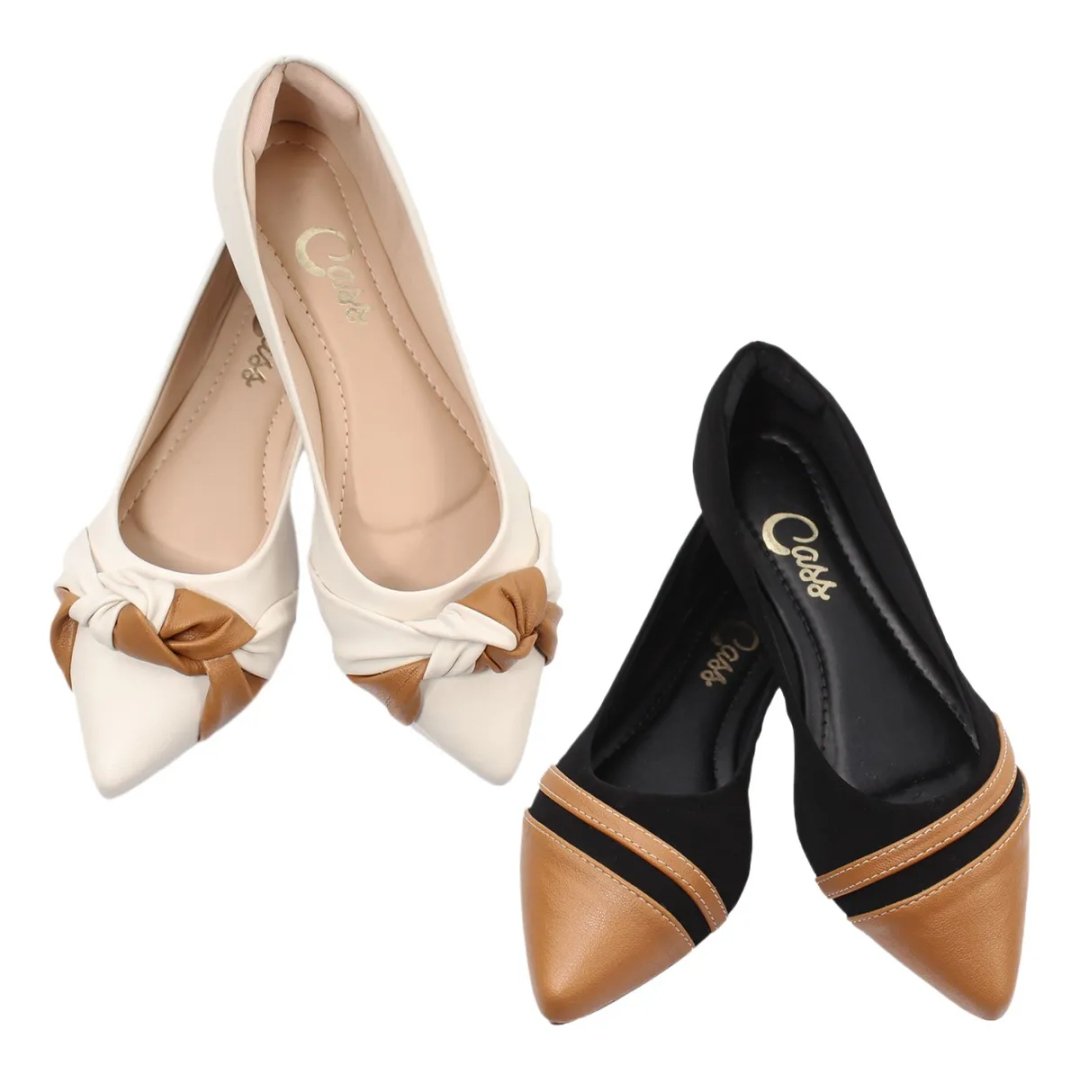 Kit 2 Pares Sapatilha Feminina Bico Fino Conforto Leve Macia