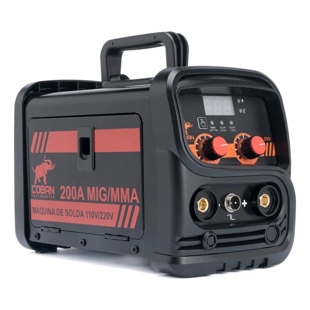 Máquina De Solda Mig Mma Tig Lift 200a Inversora 3em1 Bivolt Vermelho 127/220v