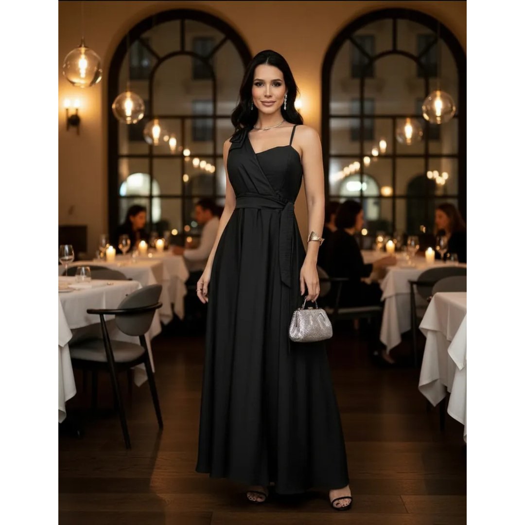 Vestido Longo Feminino Com Decote Transpassado Com Bojo