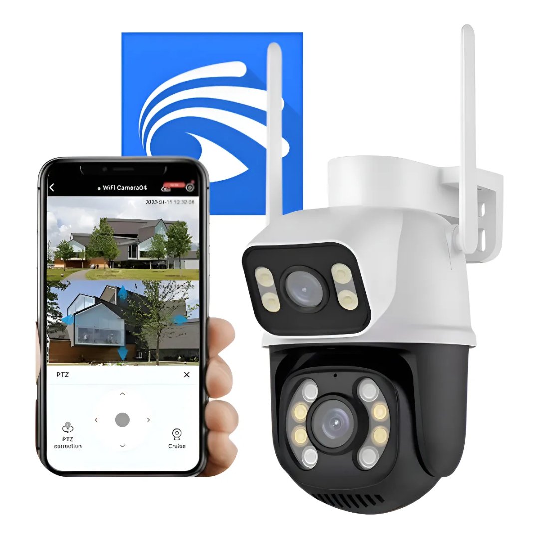 Câmera Dupla Segurança Wifi Ip Externa Lente 6mp App Yoosee Câmera Dupla Segurança Wifi Yoosee