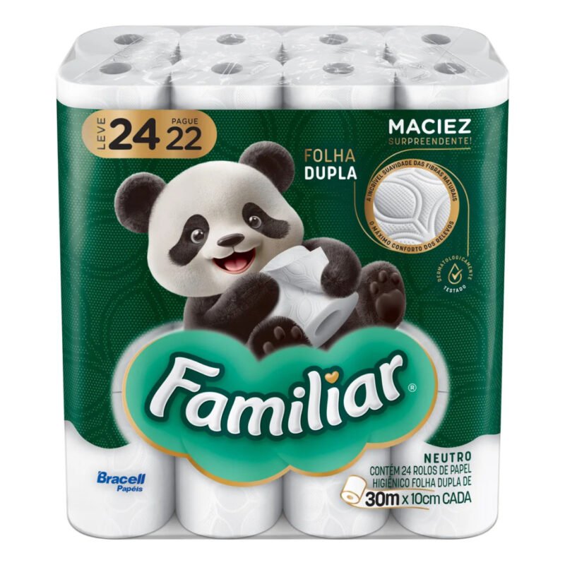 Papel Higiênico Familiar Folha Dupla 24 Rolos