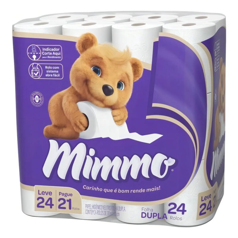 Papel Higiênico Mimmo Folha Dupla – 24 Rolos – 30 Mts