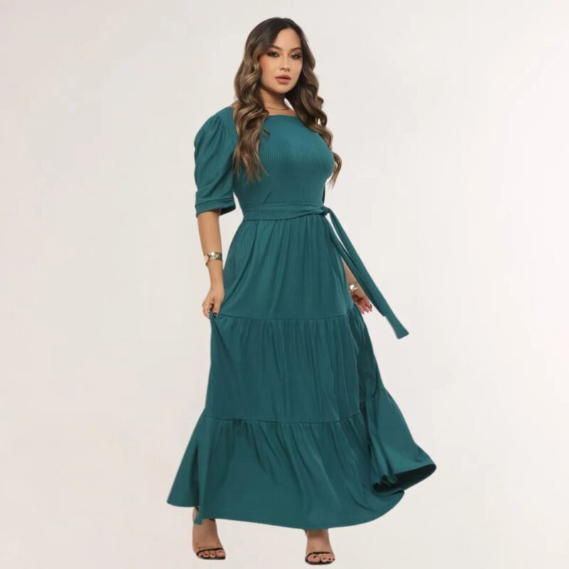 Vestido Feminino Longo Evangélico Luxo Elegante No Canelado