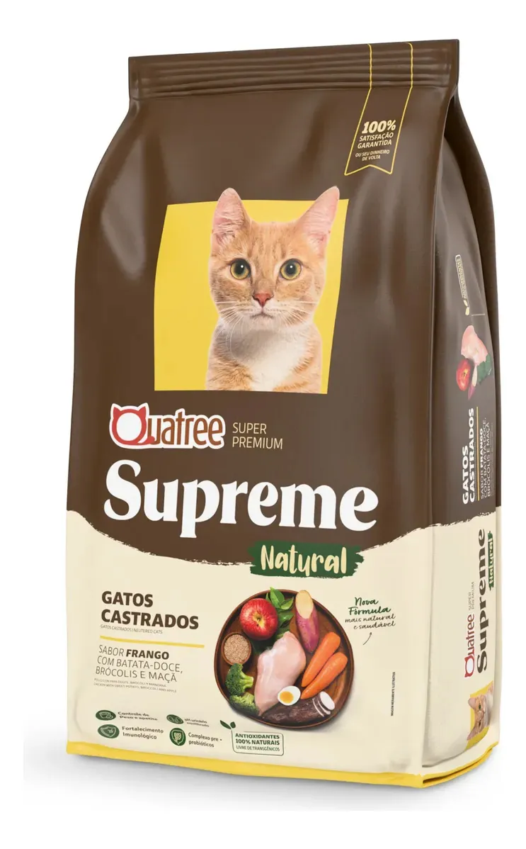 Ração Quatree Supreme Gatos Castrados Frango 10.1kg
