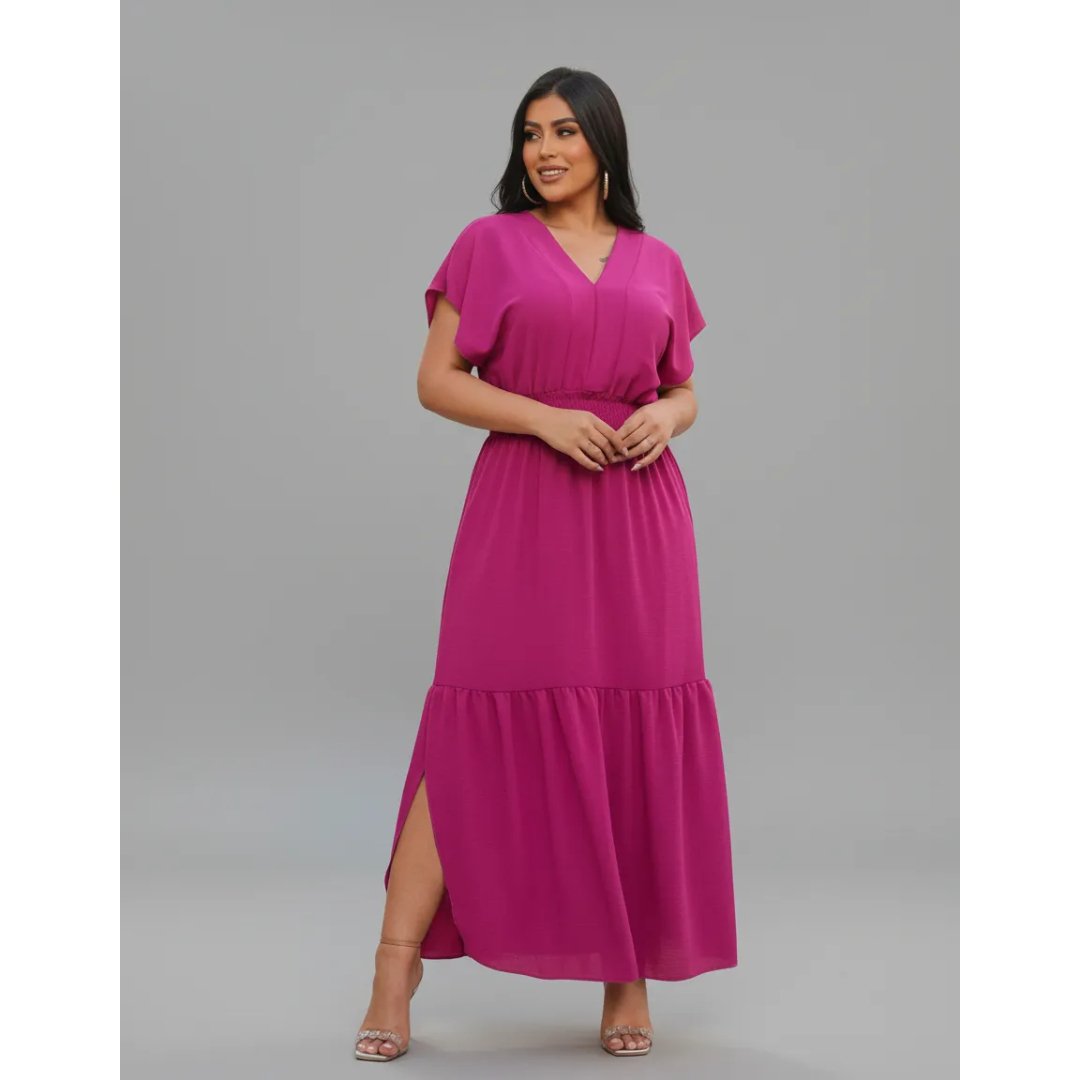 Vestido Feminino Evangélico Longo, Manga Japoneza E Lastéx