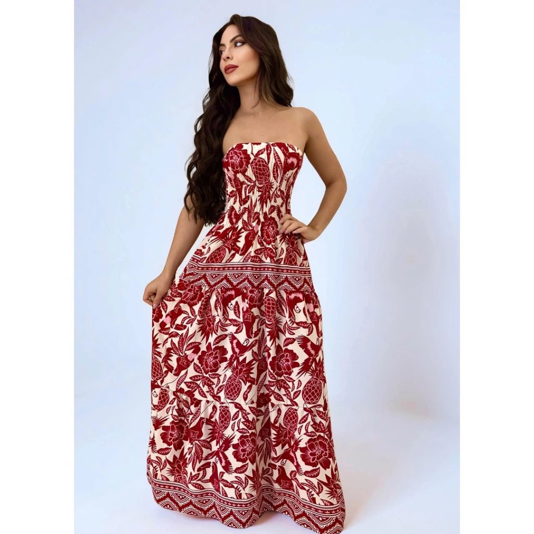 Vestido LONGO Tomara que Caia Com Elastex inspiração verão 2025