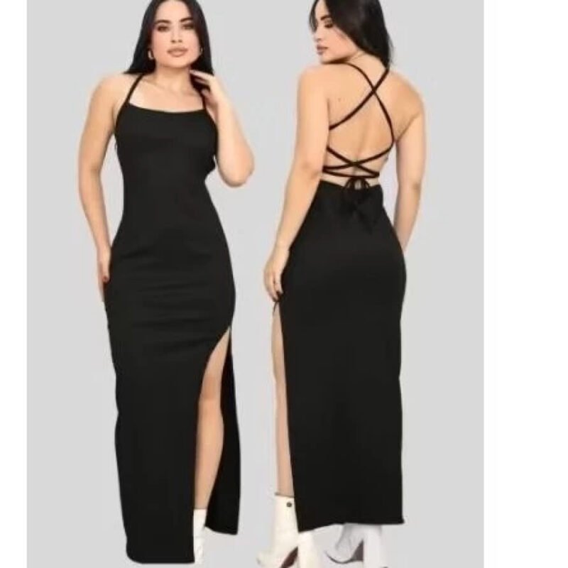 vestido transado feminino longo colado com fenda na lateral espinha na bumbum