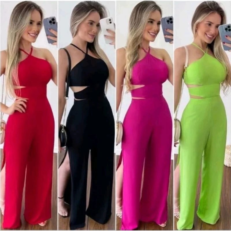 Macacão longo feminina Alana Tamanho Único (veste 38 ao 42)