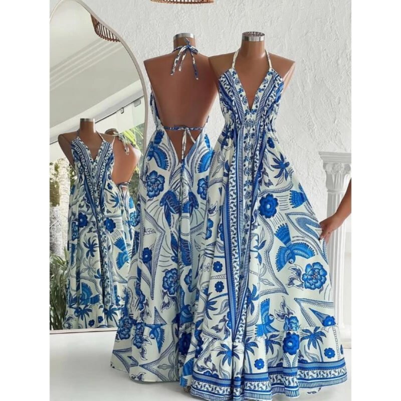 Vestido longo decote indiano costas nua