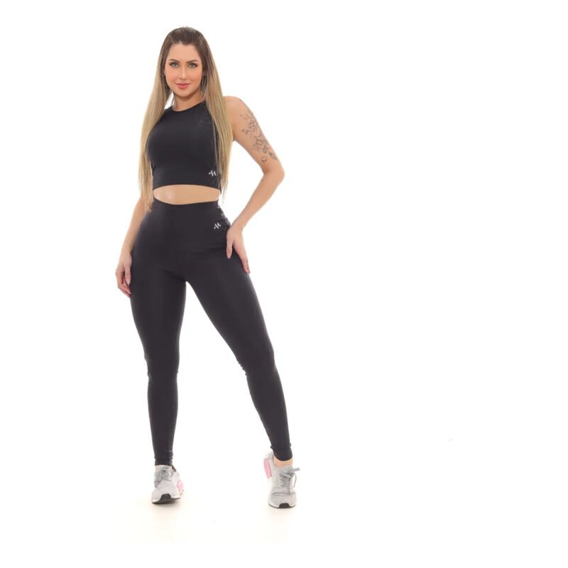 Conjunto Blackout Zero Transparência Legging E Cropped Suple Preto G