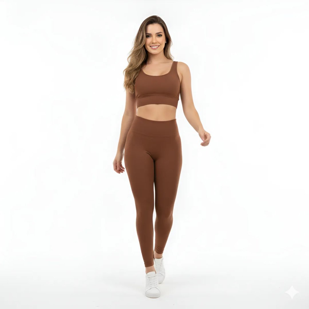 Conjunto Legging E Top Fitness Cintura Alta Roupa Academia