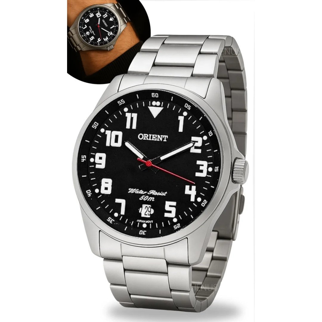 Relógio Orient Masculino Prateado Original A Prova Dágua 50m