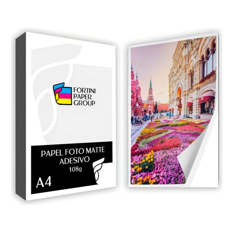 00 Folhas Papel Fotográfico Adesivo Matte 108g Premium Top Cor Branco