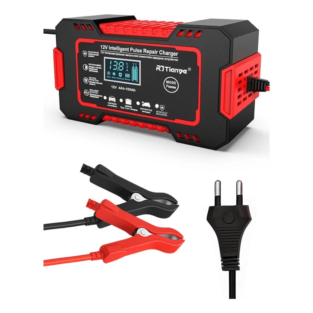 Carregador Inteligente De Bateria Automotiva Davely 12v 6a Recupera Baterias 4ah A 100ah Carro Moto Lancha Jetski Caminhão Proteção Contra Curto Polaridade Invertida Sobrecarga Rápido Seguro Davely