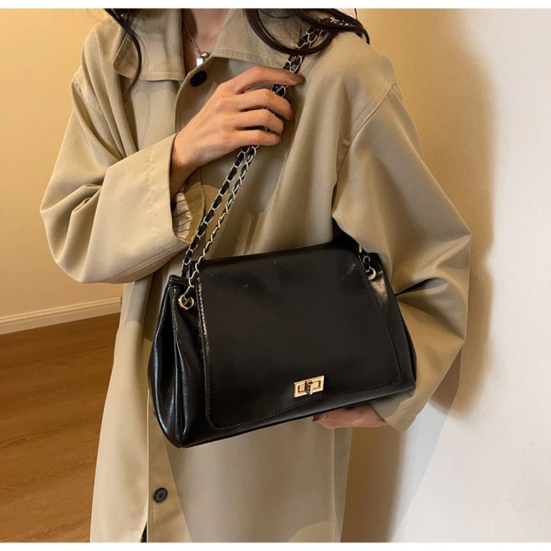 Bolsa Tote Feminina Bordô, Bolsa de Ombro Xadrez com Alça de Corrente, Bolsa Transversal médio bolsas feminina elegante