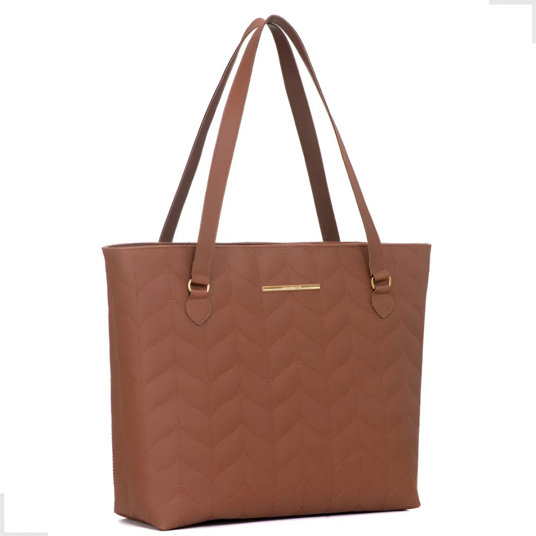 Bolsa Sacola Feminina De Ombro Grande Bordada Espaçosa Cor Caramelo