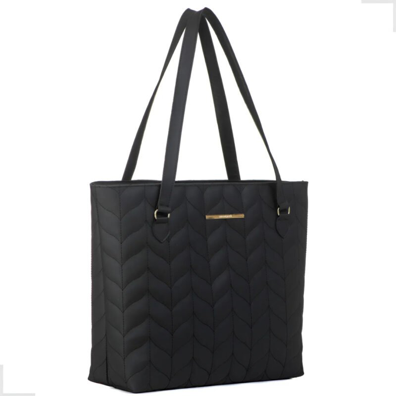 Bolsa Sacola Feminina Grande Alça De Ombro Trabalho Bordada Acambamento dos ferragens Ouro Cor Preto Desenho do tecido Liso