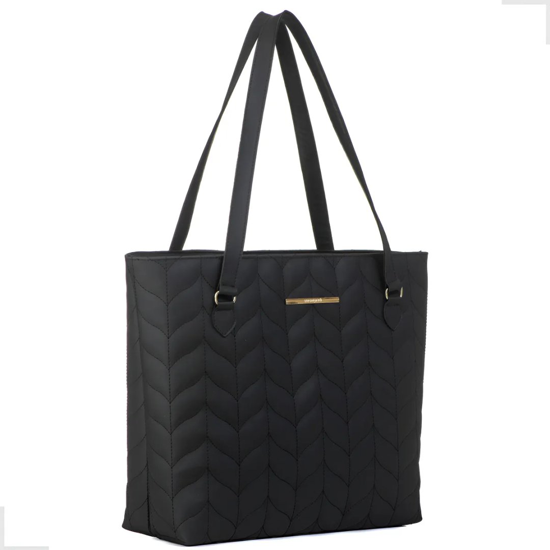 Bolsa Sacola Feminina Grande Alça De Ombro Trabalho Bordada Acambamento dos ferragens Ouro Cor Preto Desenho do tecido Liso