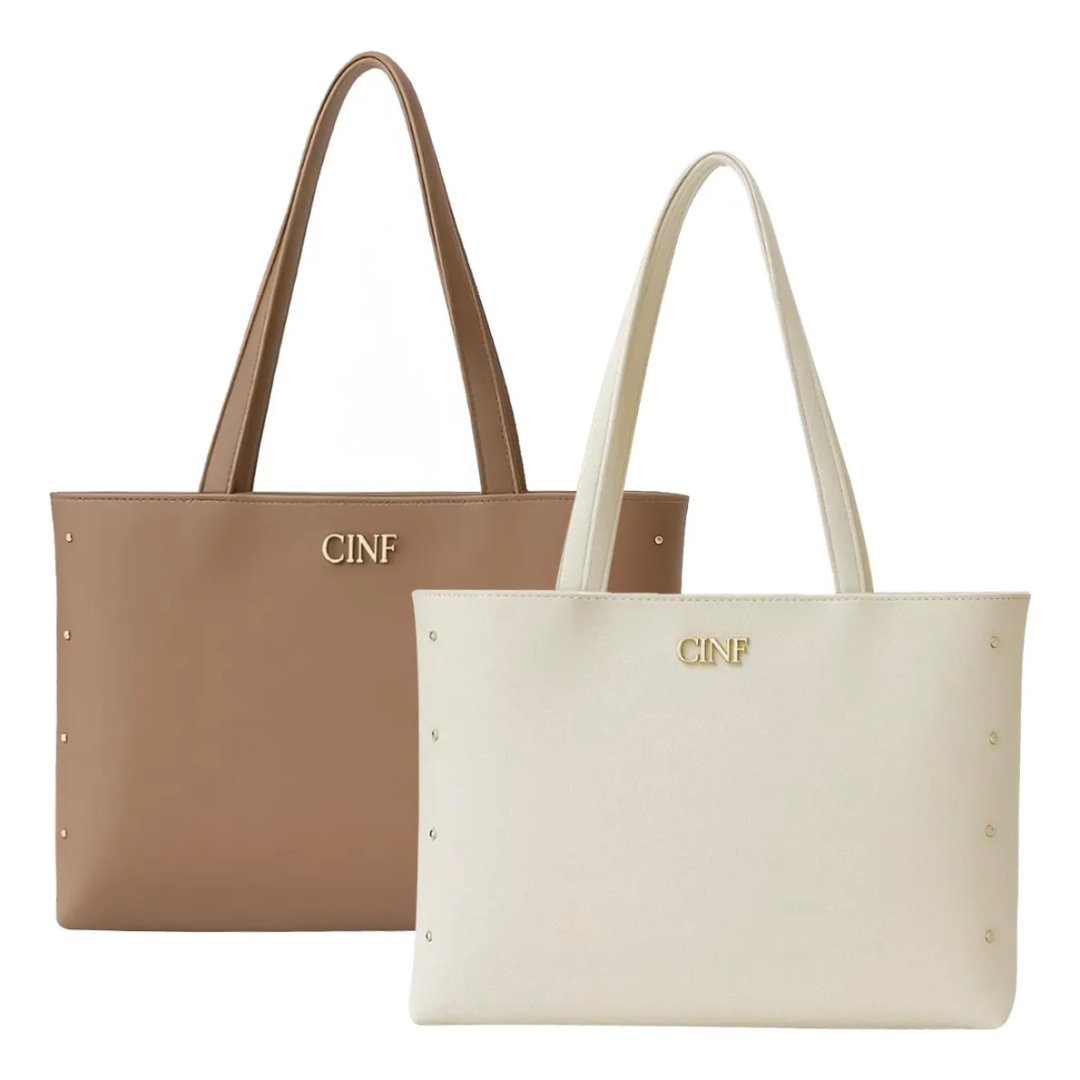 Bolsa Sacola Feminina Grande De Ombro Kit 2 Peças Cor Marfim/amêndoa