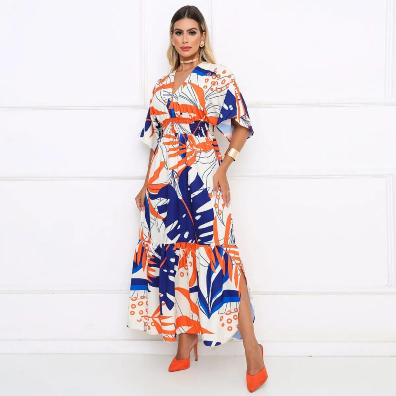 Vestido Longo Festa Com Fenda Estampado Casamento Dia Lindoo