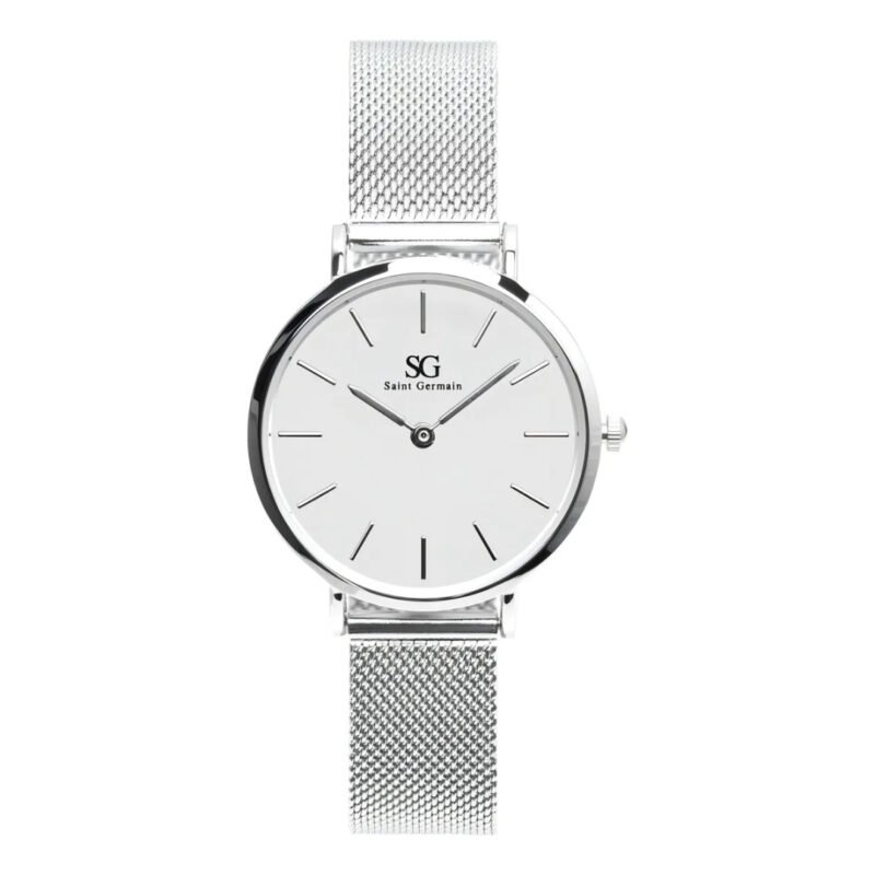 Relógio Prateado Feminino Saint Germain Harlem Silver 32mm Fundo Branco