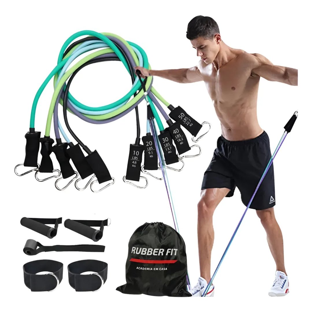Kit Elástico Para Treino Exercícios Malhar Musculação Casa