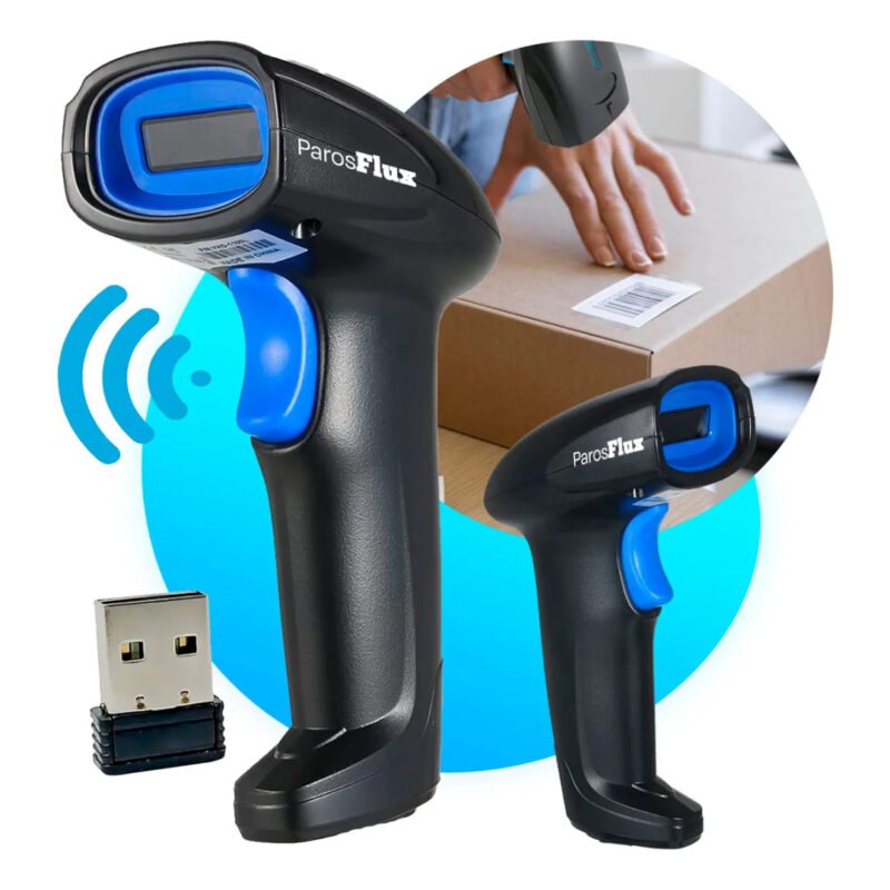 Leitor Código De Barras Sem Fio Usb De Mão Bar Code Scanner 1d Laser Linear Cor Preto