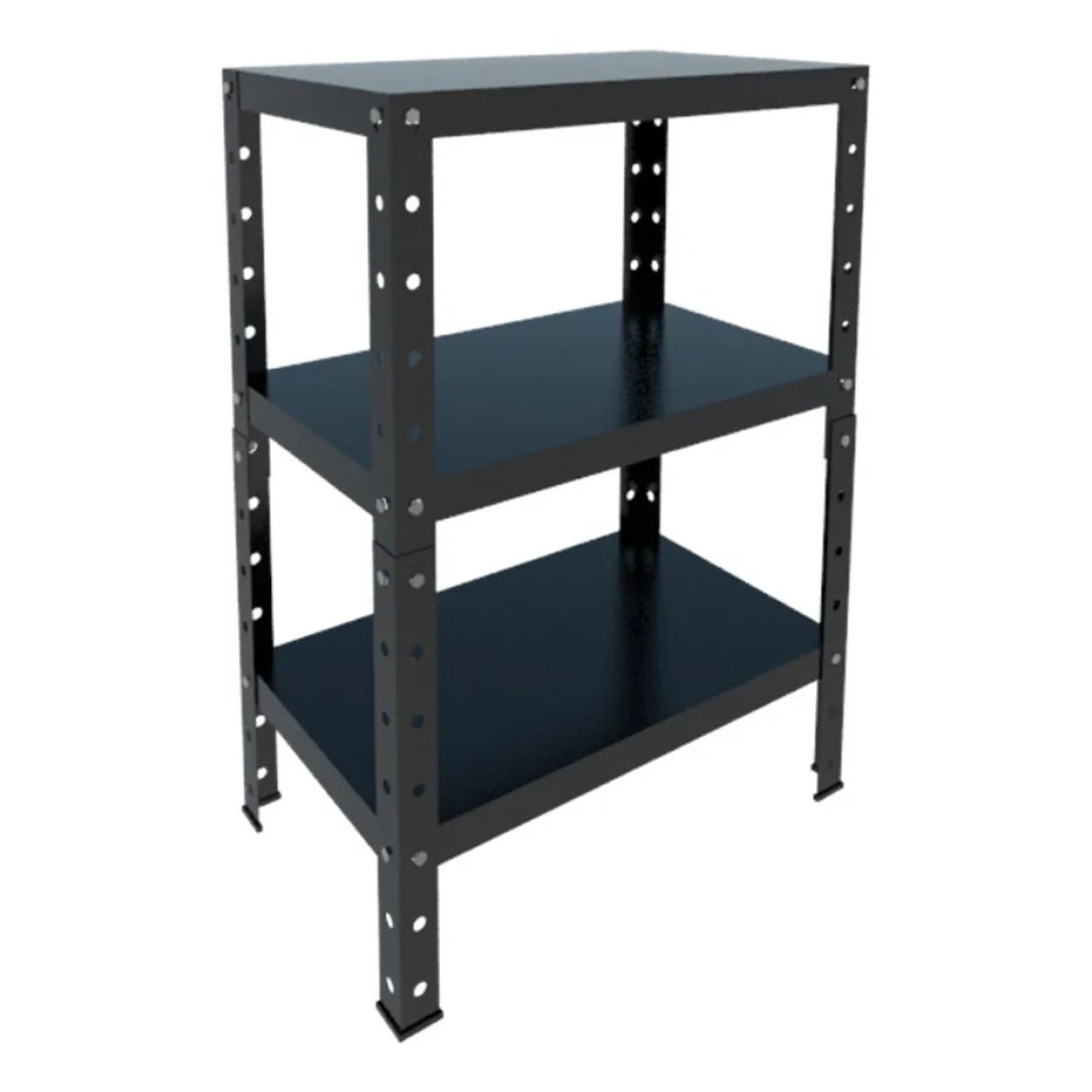 Estante Armário Prateleira Aço Pequena Preta 3 Bandejas