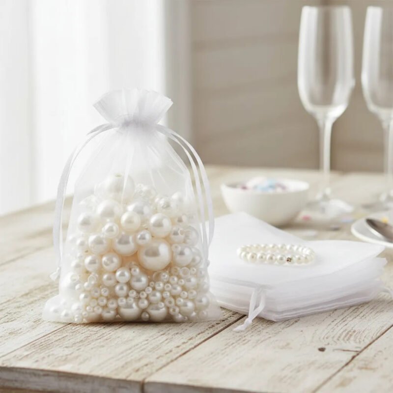 Kit 50 Saquinho Saco Organza 10×15 Branco Lembrancinha Joia