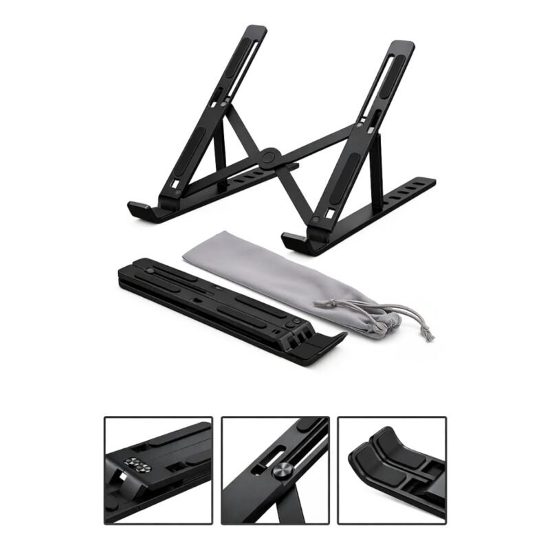 Base Suporte Para Notebook Alumínio Portátil Articulado Dobrável Tablet Laptop Mesa Davely