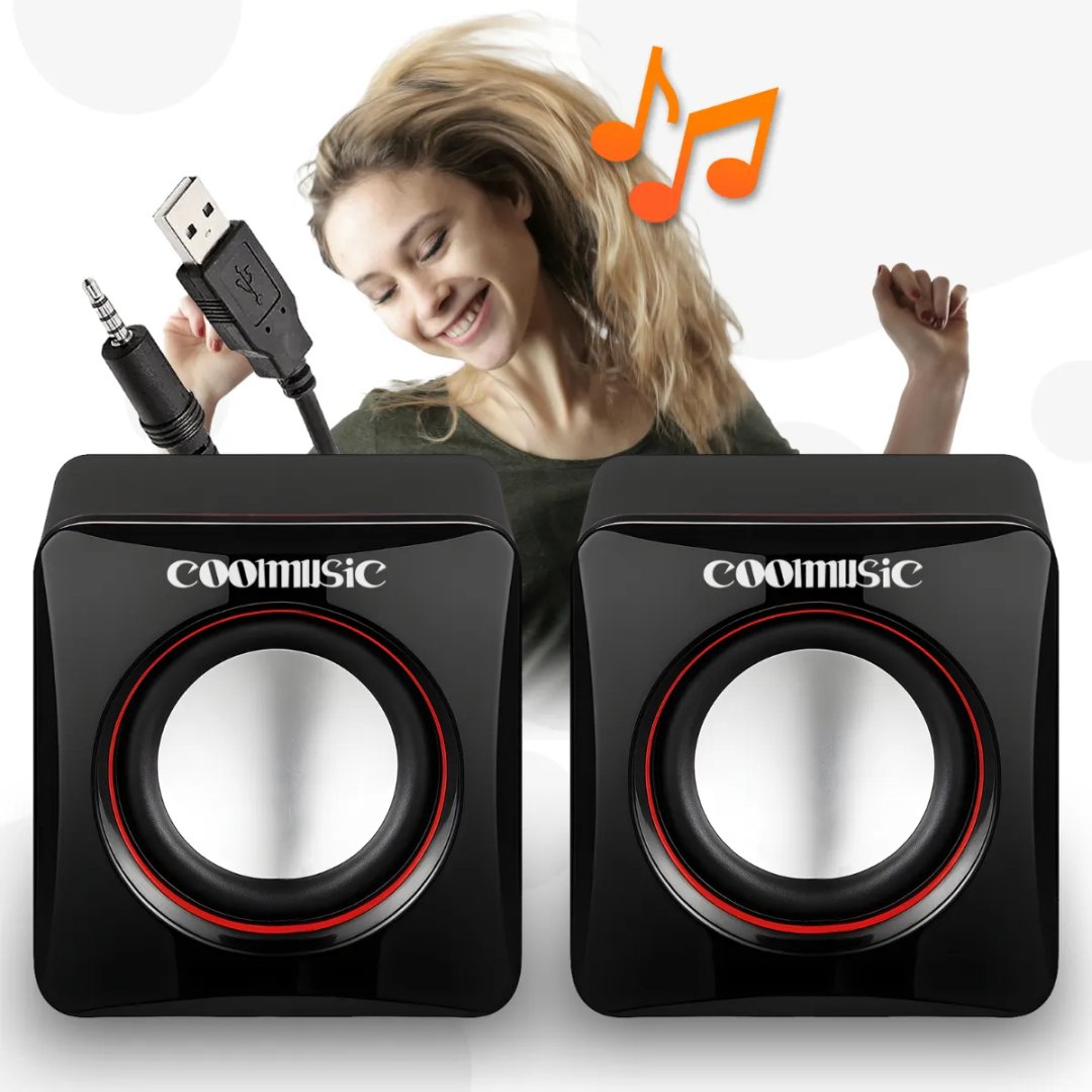 Caixa Caixinha De Som Potente Pc Notebook Subwoofer Para Computador 6w Usb P2 Coolmusic