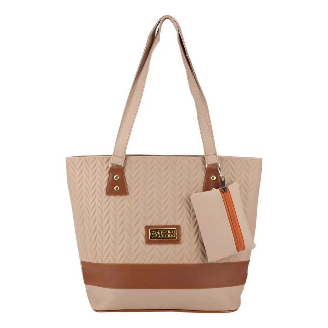 Bolsa Feminina Shopper Grande + Bolsinha Cor Creme