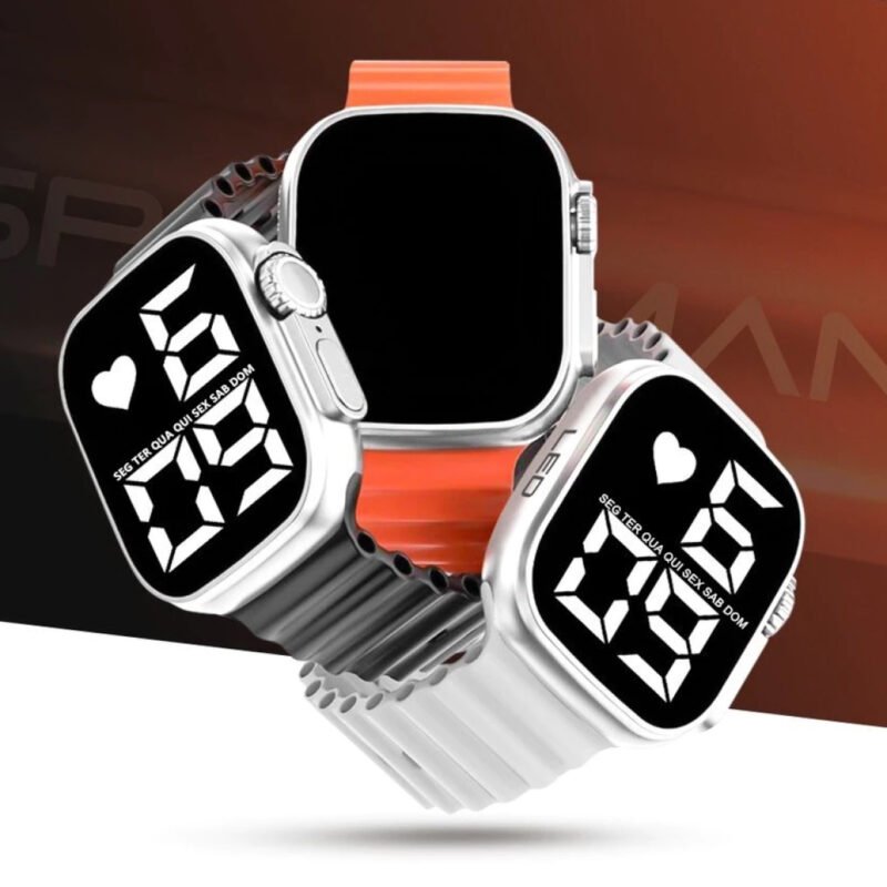 Relógio À Prova D’água LED Digital de Pulso Esportivo feminino Masculino Ultra9 Esporte Pulseira De Silicone