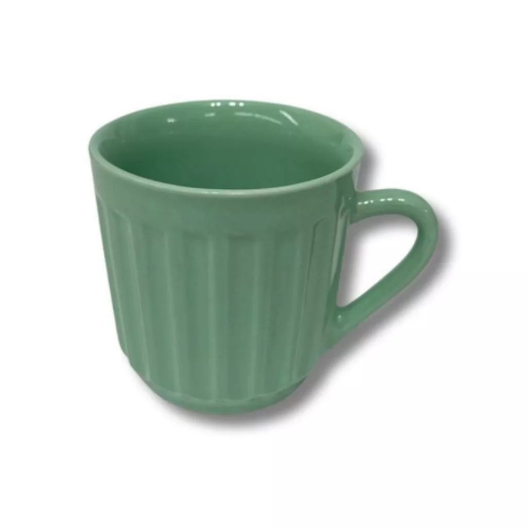 CANECA TULIPA DE PORCELANA COLORIDA CANELADA