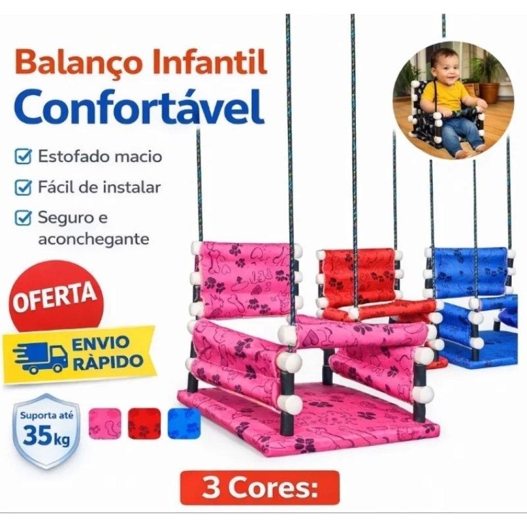 Balanço De Madeira Infantil Para Crianças Com Lindos Tecidos Desenhados