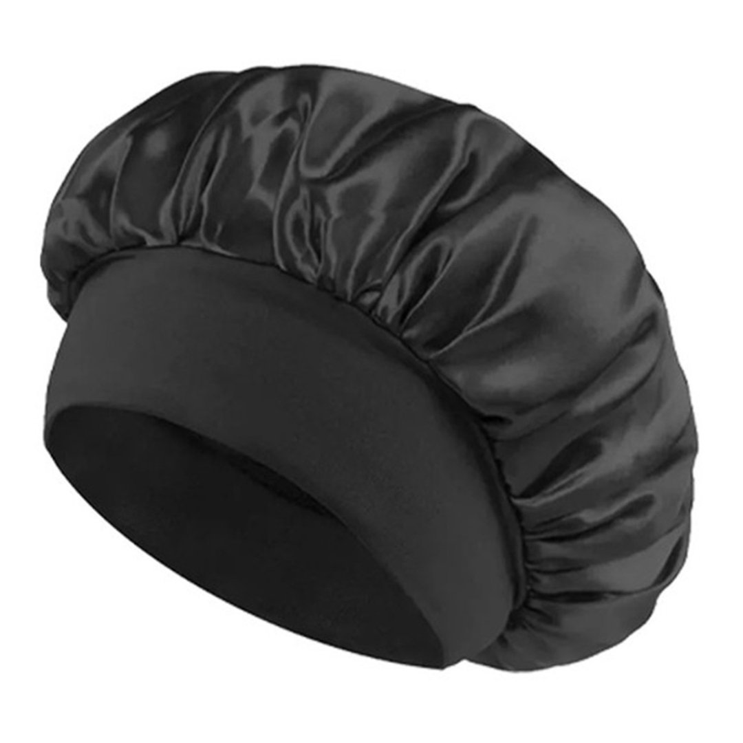 Touca de cetim com Faixa Cor Preto – Touca de Dormir Antifrizz | Fabricante