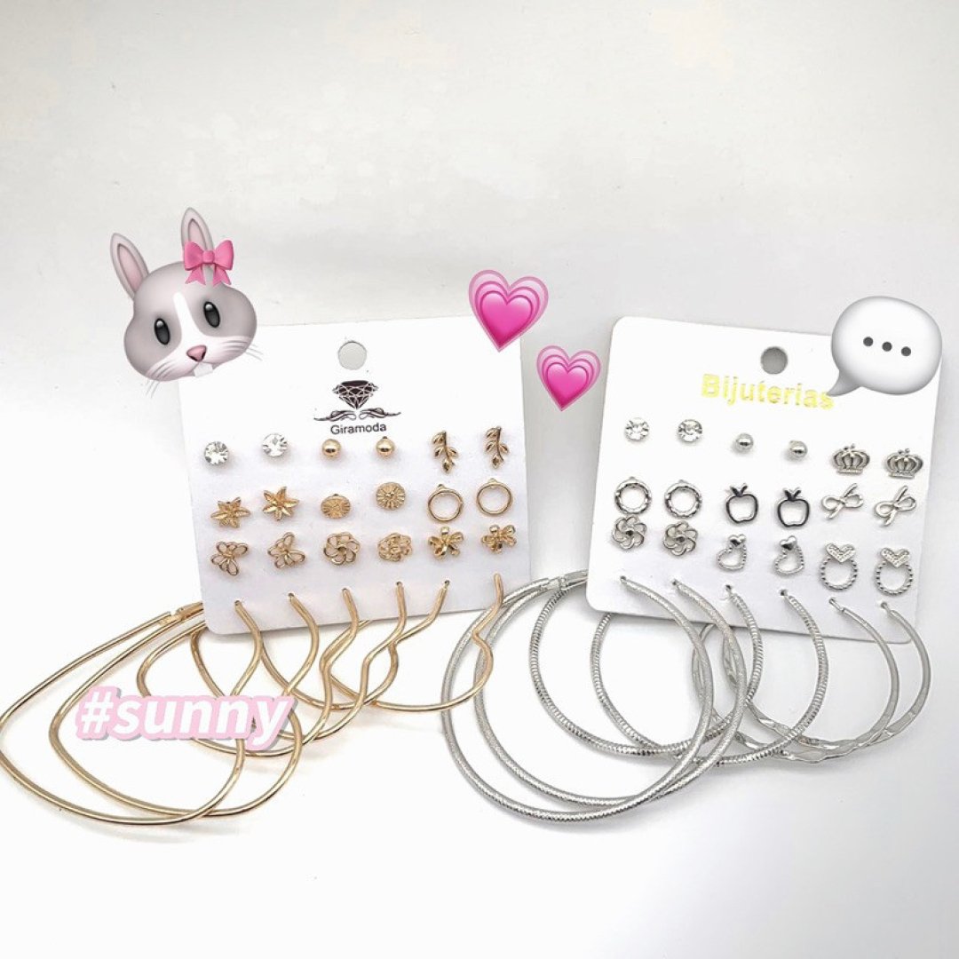 Kit 6 pares de brincos com argolas prata e dourada