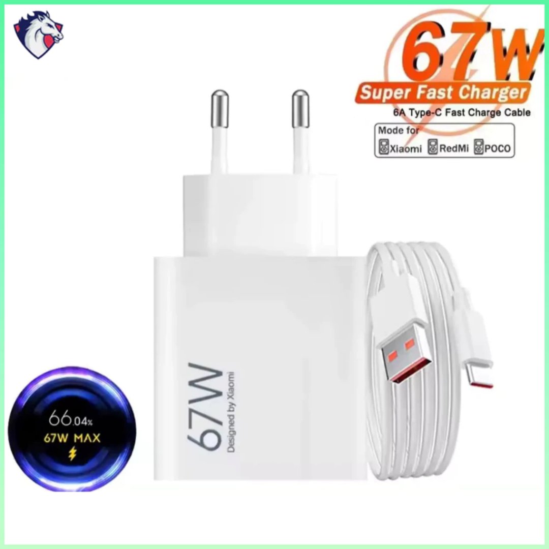Carregador Turbo 67W Tipo-C Alta Potência Carregamento Super Rápido Segur Compatível Android