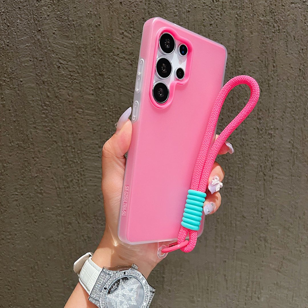 2 Em 1 Com Alça De Pulso Cordão Geléia Caso De Telefone Para Samsung Galaxy A06 A26 A35 A54 A16 A56 Capa Sólida