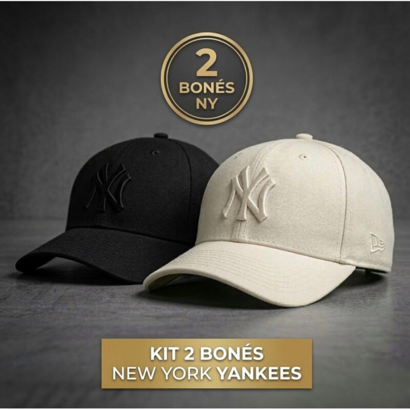 Kit 2 Bonés NY New York Bordado Aba Curva Masculino e Feminino Unissex Blogueira Promoção – ENVIO IMEDIATO