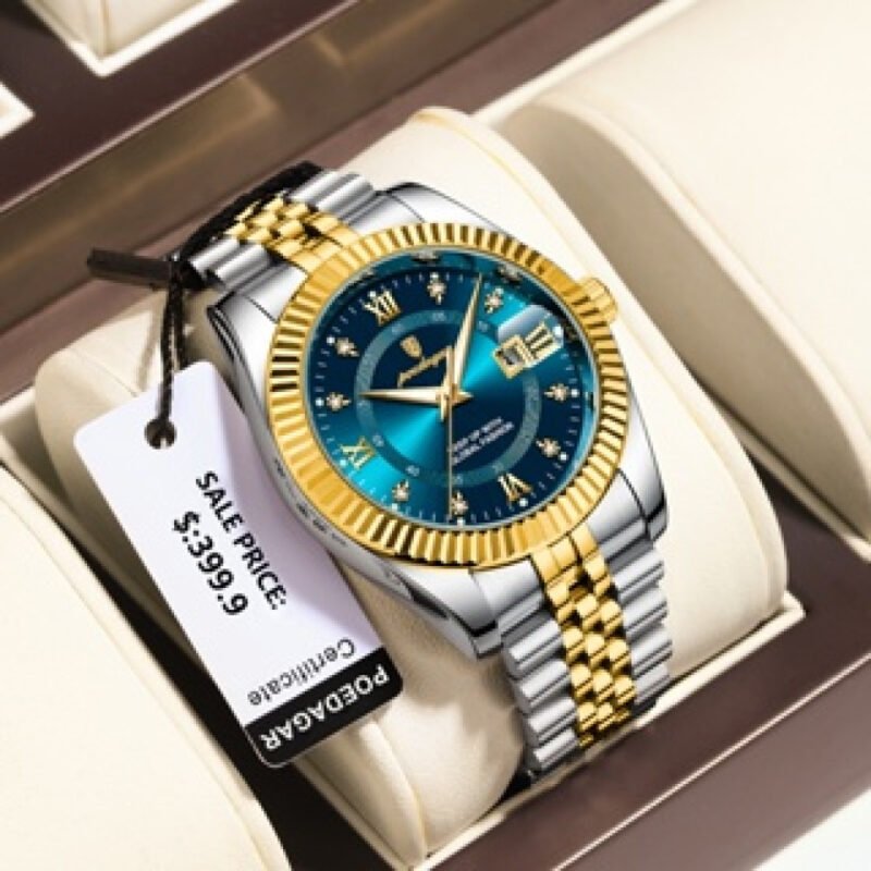 POEDAGAR Relógio Masculino de Luxo Relógio de Ouro de Aço Inoxidável para Homens Relógios de Pulso de Quartzo Luminosos À Prova D ‘Água Data Relógios Masculinos Original