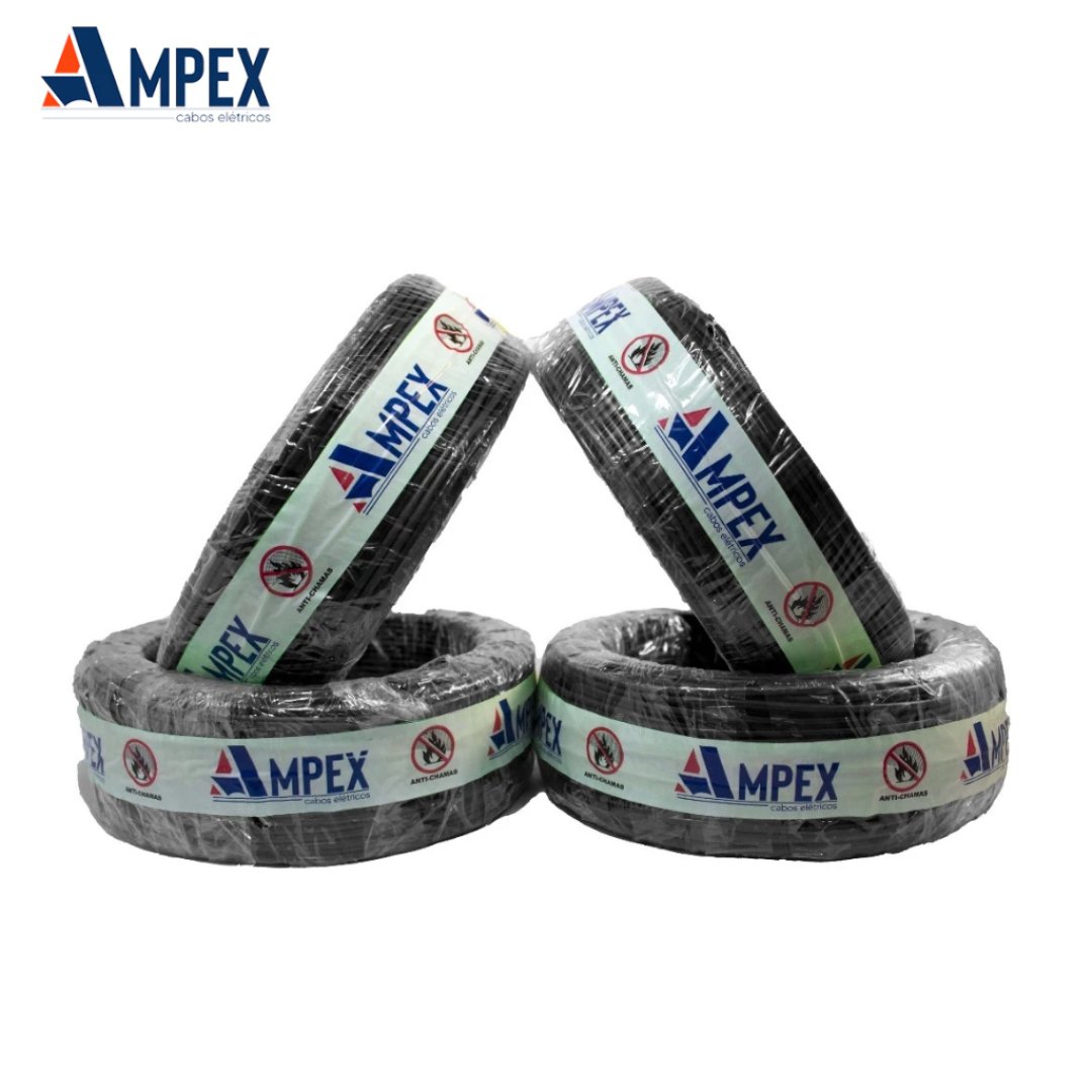 Fio Elétrico Cabo Flexível 4mm Rolo de 100m – Certificado INMETRO | Anti-chamas | Ampex