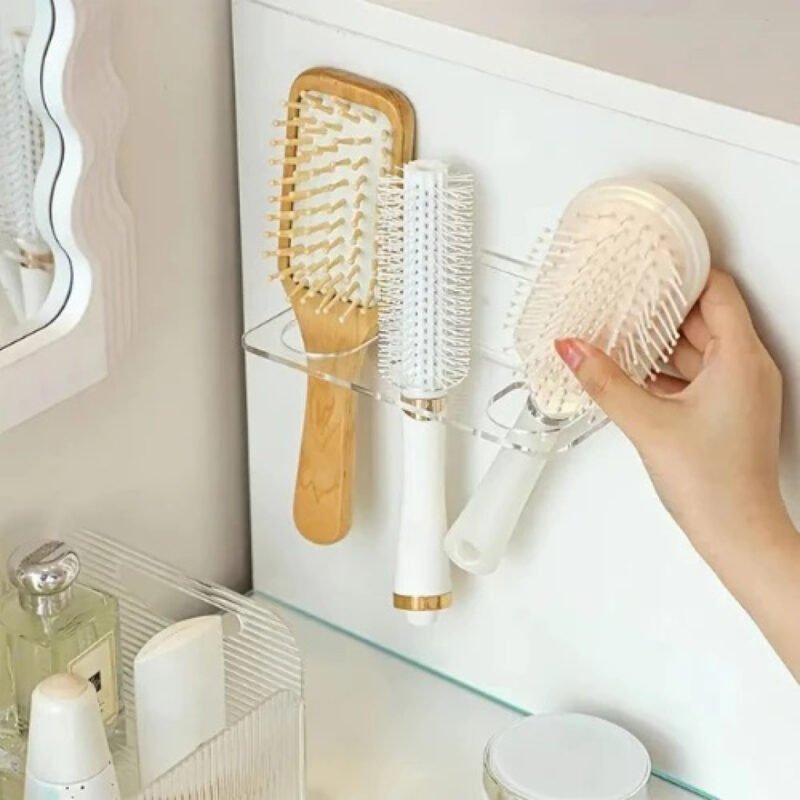 Suporte Escova de Cabelo em Acrílico Cristal Utilidades Organizadores Quarto Penteadeira Guarda Roupa.