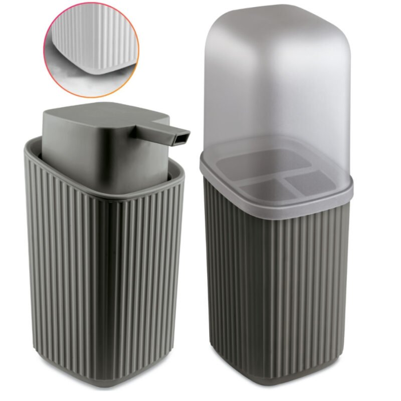 Kit 2 Acessórios Banheiro Dispenser Sabonete Líquido e Porta Escovas Av – Usual Utilidades